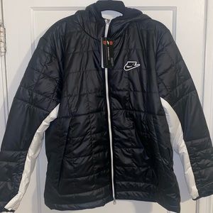 Nike NSW Thermore Fleece Jacket Black White NWT